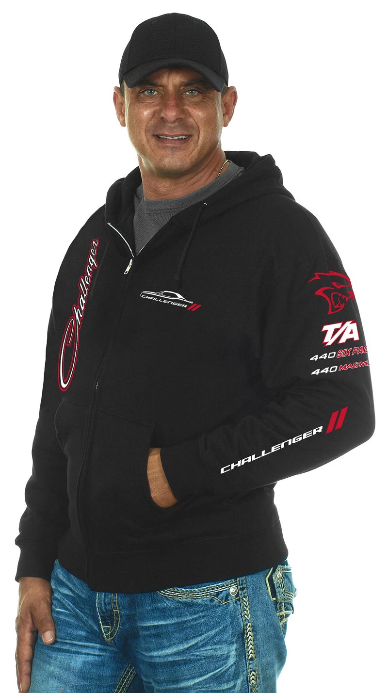 JH DESIGN GROUP Men's Dodge Challenger Hoodie Collage Full Zip Up Black Sweatshirt (Medium, CLG6-black) - Image 5